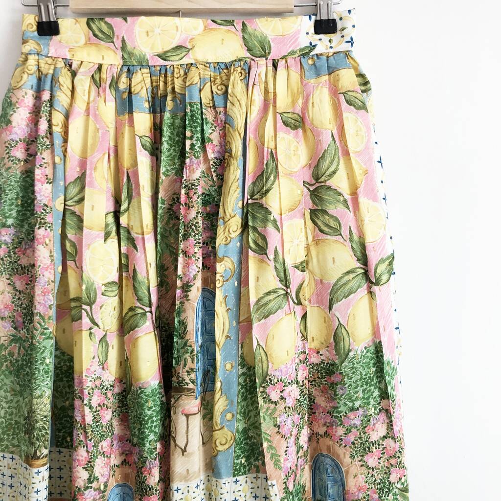 Lemon Garden Viscose Midi Skirt, 1 of 5