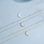 Sterling Silver Double Layer Moon Necklace With Satellite Chain, thumbnail 4 of 11