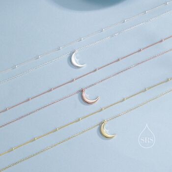 Sterling Silver Double Layer Moon Necklace With Satellite Chain, 4 of 11