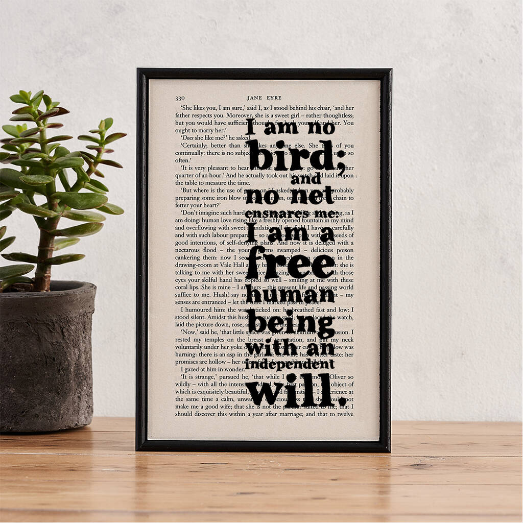 'I Am No Bird' Jane Eyre Book Quote Print, 1 of 5