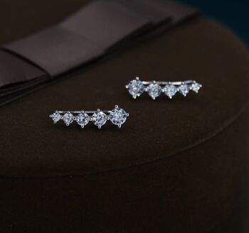 Cz Crystal Crawler Earrings In Sterling Silver, 4 of 12