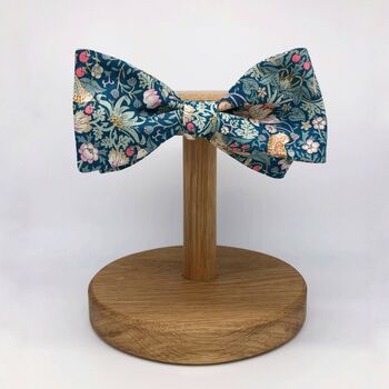 Liberty Self Tie Bow Tie In Green Strawberry Thief, 4 of 5
