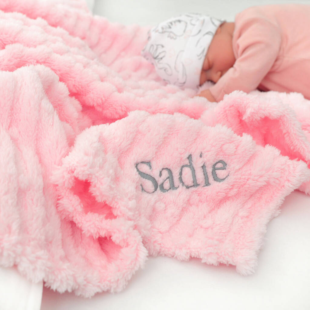 Personalised Pink Textured Fluffy Baby Blanket By A Type Of Design