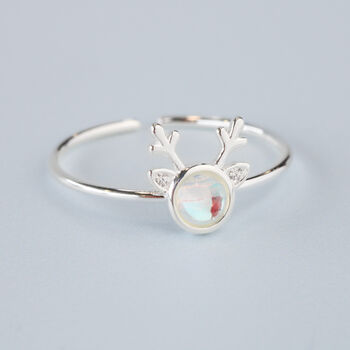Sterling Silver Deer Adjustable Ring, 3 of 4