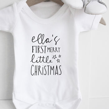 Personalised Baby's First Merry Christmas Bodysuit, 2 of 5