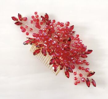 Vibrant Red Crystal Hair Comb, 5 of 5