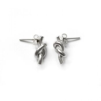 Knot Stud Earrings Sterling Silver, 2 of 5