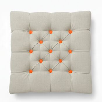 Upholstered Linen Square Footstool With Contrast Button Tufting, 11 of 12