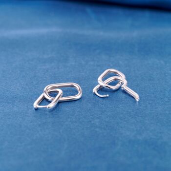 Silver Double Link Earrings, Paperclip Drop Hoop Earrings, 2 of 8