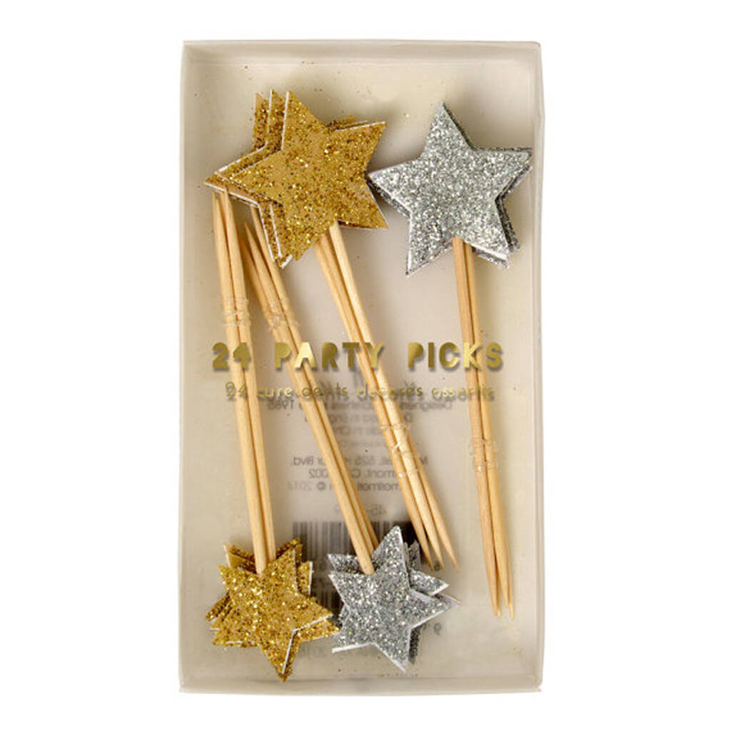 Silver And Gold Star Party Picks By Little Lulubel