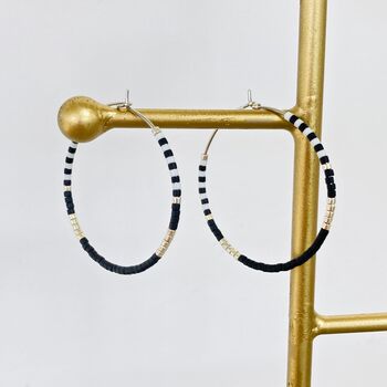 Large Hoop Sterling Silver / Gold Plated Bead Earrings, 5 of 12