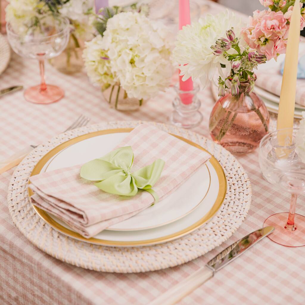 Pink Gingham Tablecloth By Truffle Tablescapes