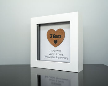 Personalised 3rd Leather Anniversary Frame Gift Faux Leather Heart, 2 of 4