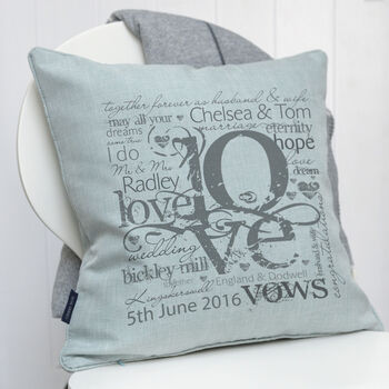 Personalised Wedding Or Engagement Love Cushion, 3 of 4