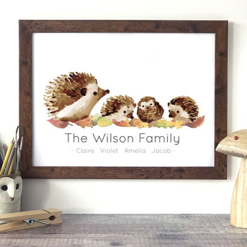 Personalised Hedgehog Family Portrait Print, 6 of 11