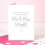 Wife First Valentine's Day As Mr And Mrs Card, thumbnail 1 of 3