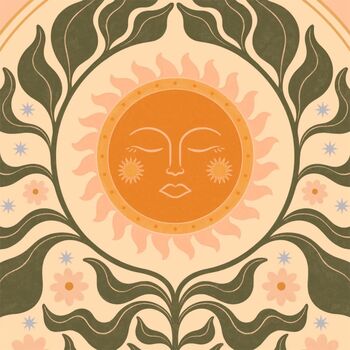 Sunfleur, Boho Sunflower Sun Art Print, Floral Botanical Poster, 2 of 3