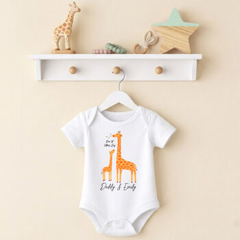 Personalised Our First Father's Day Babygrow / Baby Bodysuit Giraffe, 2 of 8