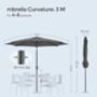 3m Garden Parasol Umbrella With Solar Powered LED Light, thumbnail 12 of 12