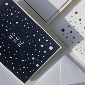 Monochrome Pack Of Six Hand Printed Christmas Cards, 3 of 6