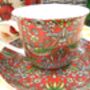 Large Cup And Saucer In William Morris Red Strawberry Thief Design, thumbnail 8 of 9