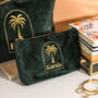 Personalised Palm Tree Velvet Make Up Storage Travel Bag Gift For Her, thumbnail 1 of 4