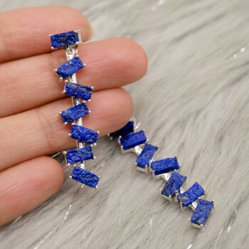 Raw Lapis Lazuli Sterling Silver Earrings, 3 of 8