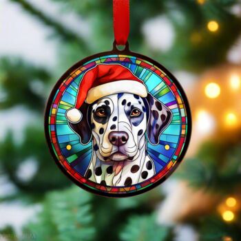 Dalmatian In Santa Hat Suncatcher Decoration, 4 of 6