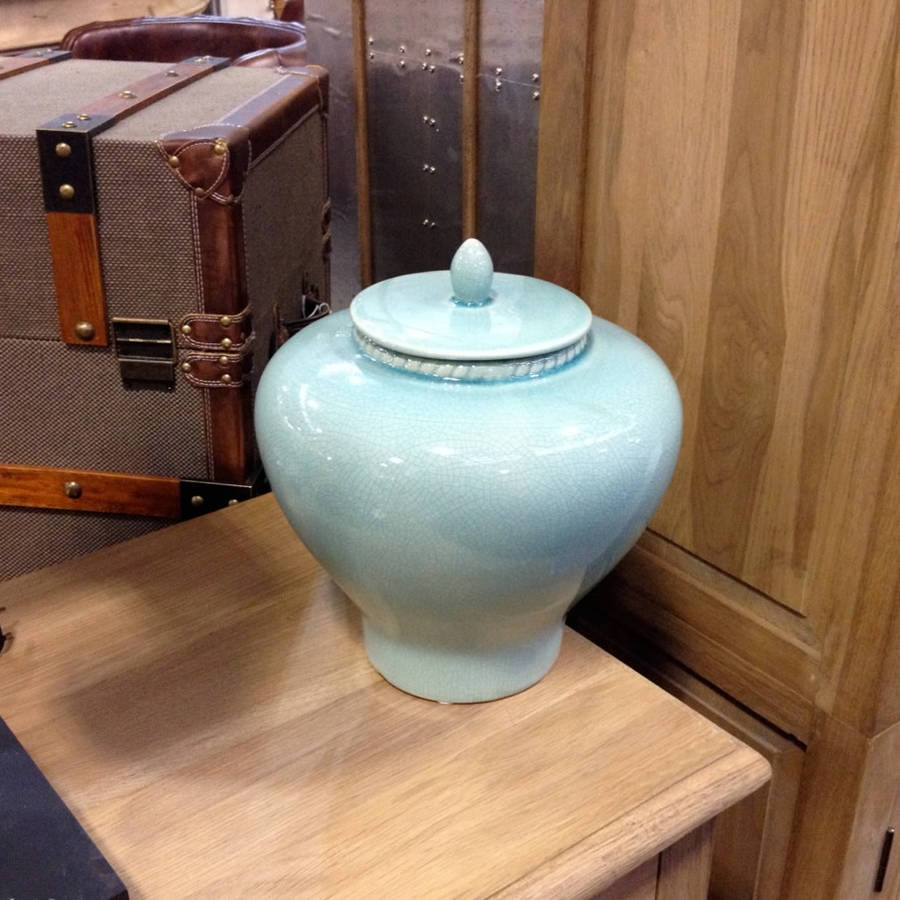 teal ginger jar elegant shape by cowshed interiors