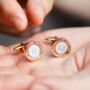 Rose Gold And Silver Colour Porthole Initial Cufflinks, thumbnail 2 of 7
