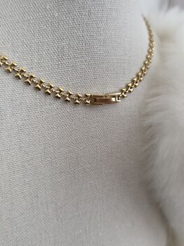 Box Clasp Vintage 18k Gold Link Choker Necklace Structured Minimalistic Everyday Jewellery, 4 of 10