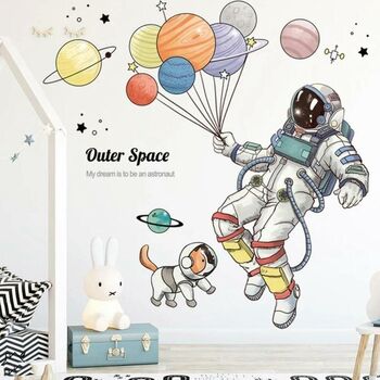 Spaceman Planets Space Dog, Kids Bedroom Wall Stickers, 2 of 3