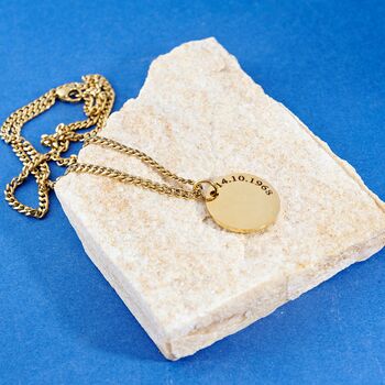 Gold Personalised Disc Pendant Necklace For Men And Women, 4 of 8