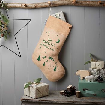 Personalised Residence Juco Linen Christmas Stocking, 3 of 3
