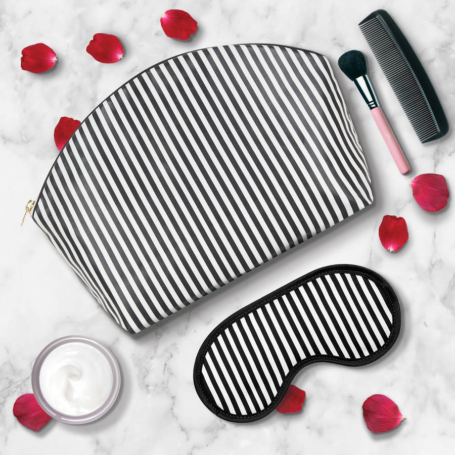 monochrome wash bag and eye mask gift set by catherine & jean