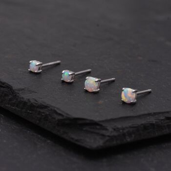 Minimalist White Opal Stud Earrings, 4 of 10