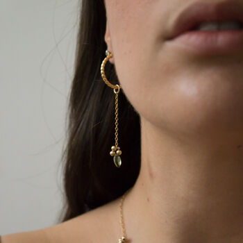 She Blooms Hoops Gold Vermeil And Peridots, 4 of 8