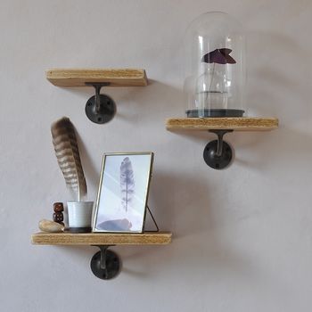 Pimlico Wood And Steel Set Of Three Shelves, 4 of 5