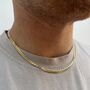 Gold Flat Cuban Chain Mens Gold Plated 925 Silver Chain Necklace, thumbnail 1 of 12