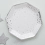 Silver Star Foiled Paper Party Plates, thumbnail 1 of 3