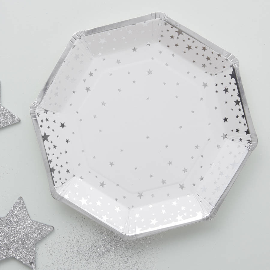 Silver Star Foiled Paper Party Plates, 1 of 3