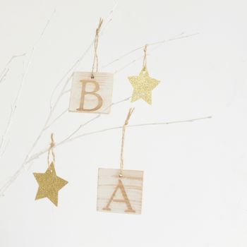 Personalised White Wooden Letter Hanging Decoration, 3 of 5
