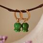 Elegant Green Jade Lily Hoop Earrings, thumbnail 1 of 10
