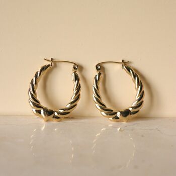 18 K Gold Heart Hoop Earrings, 4 of 10