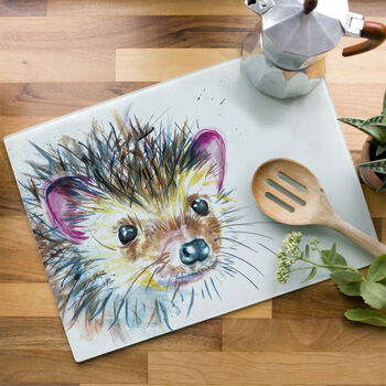 Inky Hedgehog Glass Worktop Saver, 6 of 6