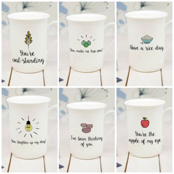 Personalised Romantic Pun Bone China Mug, 2 of 12