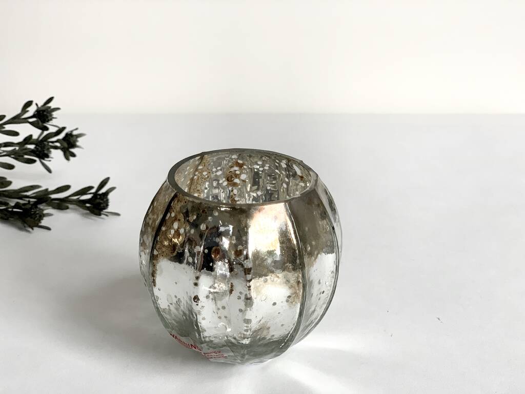 Mercury Glass Tea Light Holder Set By Door 77