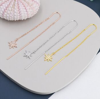 Starburst Threader Earrings In Sterling Silver, 4 of 9