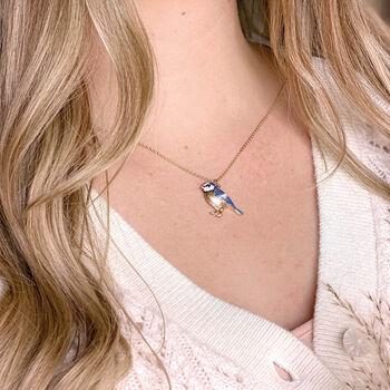 Fable Enamel Blue Tit Short Necklace, 2 of 6