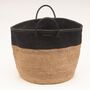 Kundi: Natural And Black Woven Laundry Basket, thumbnail 5 of 6